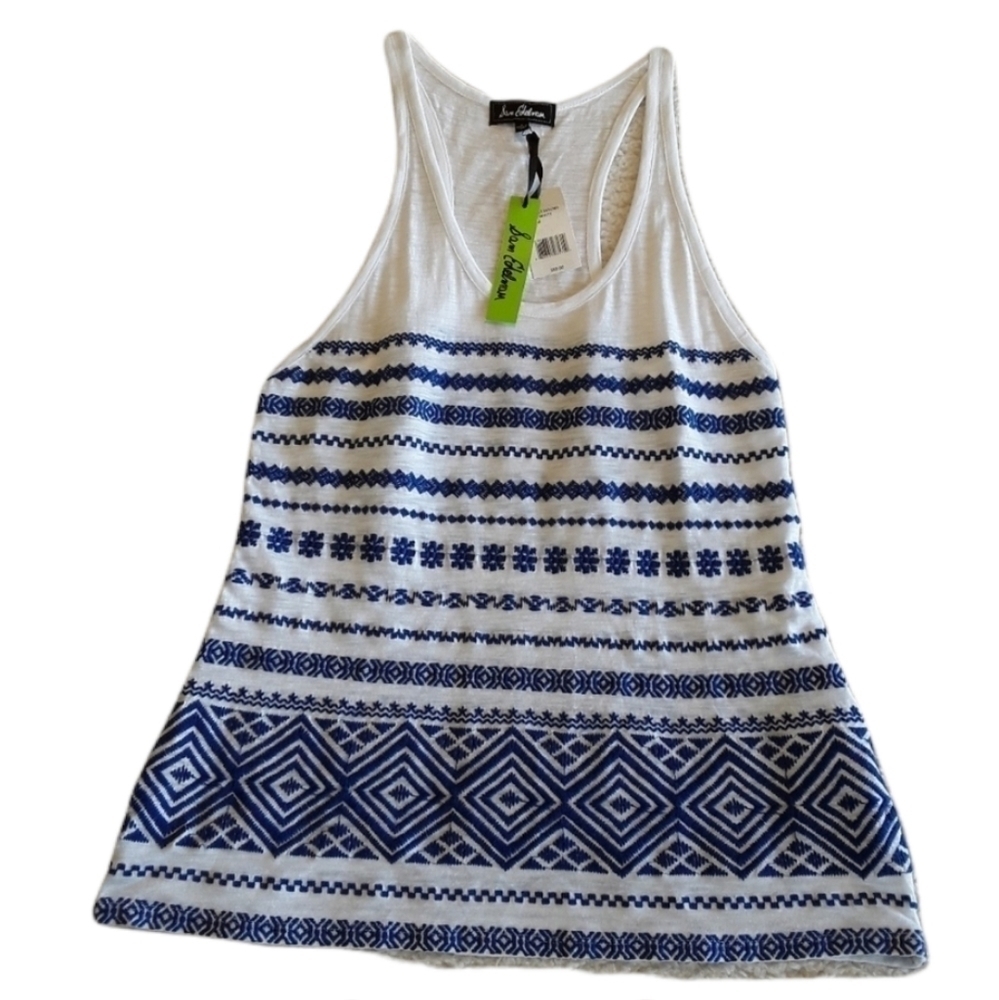 Sam Edelman Tulum Blue Embroidered Tank Top